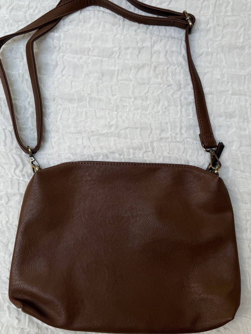 Joy Susan Vegan Brown Leather Crossbody Purse - Picture 8 of 14